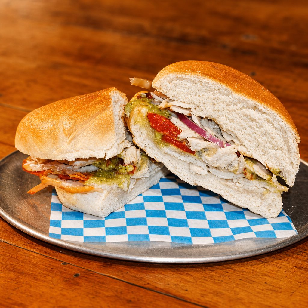 Turkey Pesto Melt Sandwich (Menehune).