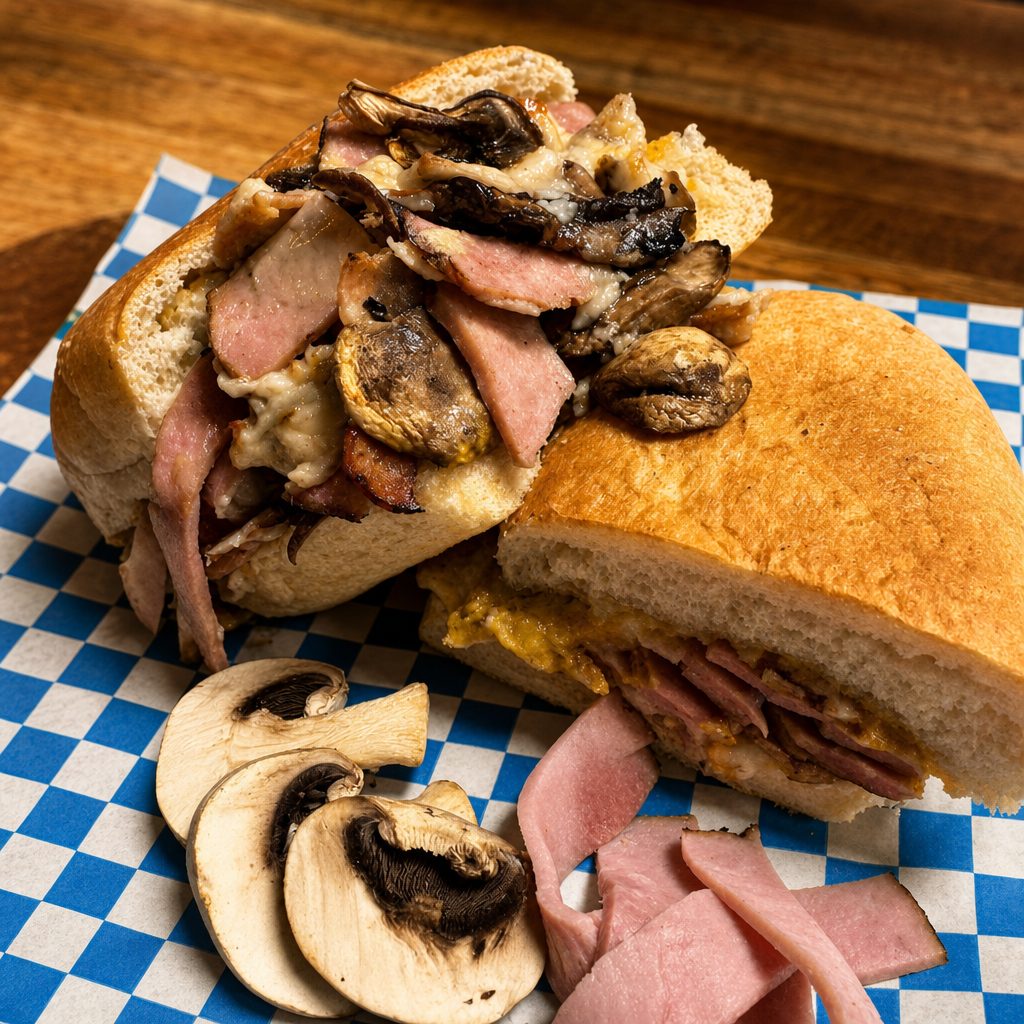 Ham & Mushroom Sandwich (Menehune).